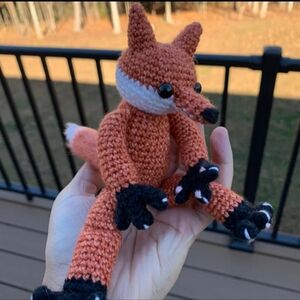 Focks the Bendy Legged Fox Crochet Stuffed Animal Plush| 4.5" Sitting Height